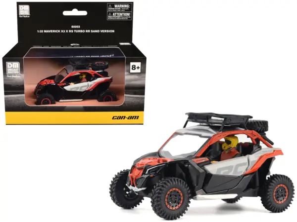 Can-Am Maverick X3 X RS Turbo RR Sand Version Chalk Gray and Magma Red with Driver Figure 1/32 Diecast Model by BRP Models #1