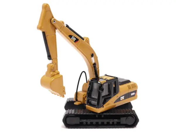 Kenworth T880 SBFS Sleeper Tandem Tractor Black with Lowboy Trailer and CAT 320D L Hydraulic Excavator Yellow 1/87 (HO) Diecast Model by Diecast Masters #5