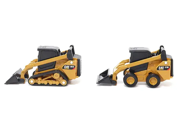 CAT Caterpillar 272D2 Skid Steer Loader Yellow and CAT Caterpillar 297D2 Compact Track Loader Yellow Set of 2 pieces 1/64 Diecast Models by Diecast Masters #2
