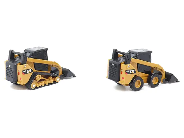 CAT Caterpillar 272D2 Skid Steer Loader Yellow and CAT Caterpillar 297D2 Compact Track Loader Yellow Set of 2 pieces 1/64 Diecast Models by Diecast Masters #3