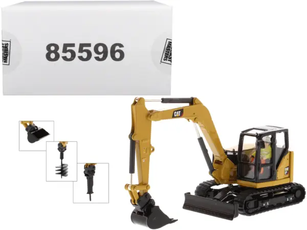 CAT Caterpillar 308 CR Next Generation Mini Hydraulic Excavator with Work Tools and Operator "High Line" Series 1/50 Diecast Model by Diecast Masters #1