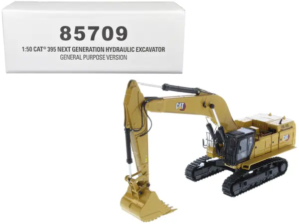 CAT Caterpillar 395 Next Generation Hydraulic Excavator (General Purpose Version) Yellow with Operator and Additional Tools "High Line" Series 1/50 Diecast Model by Diecast Masters #1