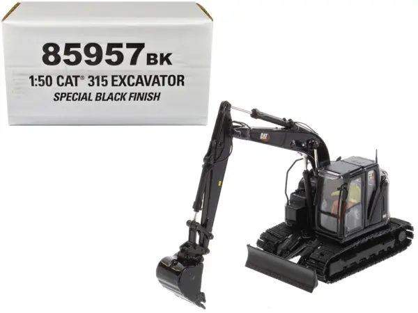 CAT Caterpillar 315 Track Type Hydraulic Excavator Special Black Finish with Operator "High Line" Series 1/50 Diecast Model by Diecast Masters #1