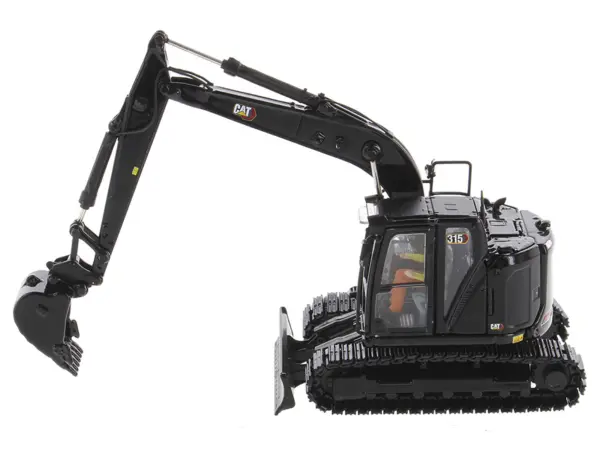 CAT Caterpillar 315 Track Type Hydraulic Excavator Special Black Finish with Operator "High Line" Series 1/50 Diecast Model by Diecast Masters #2
