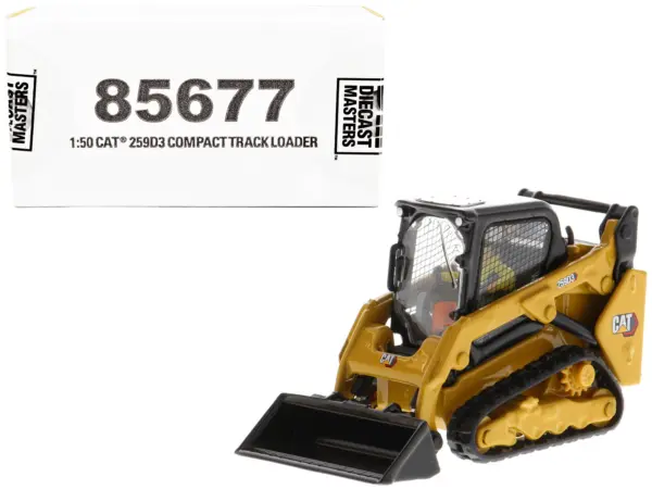 CAT Caterpillar 259D3 Compact Track Loader with Work Tools and Operator Yellow "High Line Series" 1/50 Diecast Model by Diecast Masters #1