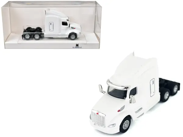 Peterbilt 579 Sleeper Cab White 1/87 (HO) Plastic Model Car by HO Logistics #1