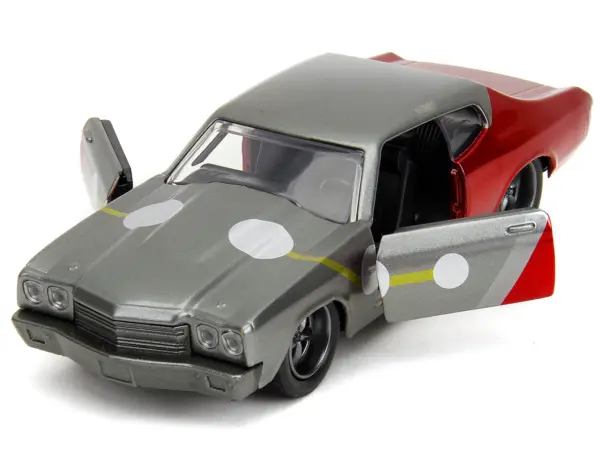 1970 Chevrolet Chevelle SS Gray Metallic and Red Metallic with Black Hood and Thor Diecast Figure "The Avengers" "Hollywood Rides" Series 1/32 Diecast Model Car by Jada #2