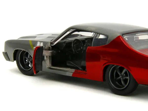 1970 Chevrolet Chevelle SS Gray Metallic and Red Metallic with Black Hood and Thor Diecast Figure "The Avengers" "Hollywood Rides" Series 1/32 Diecast Model Car by Jada #3